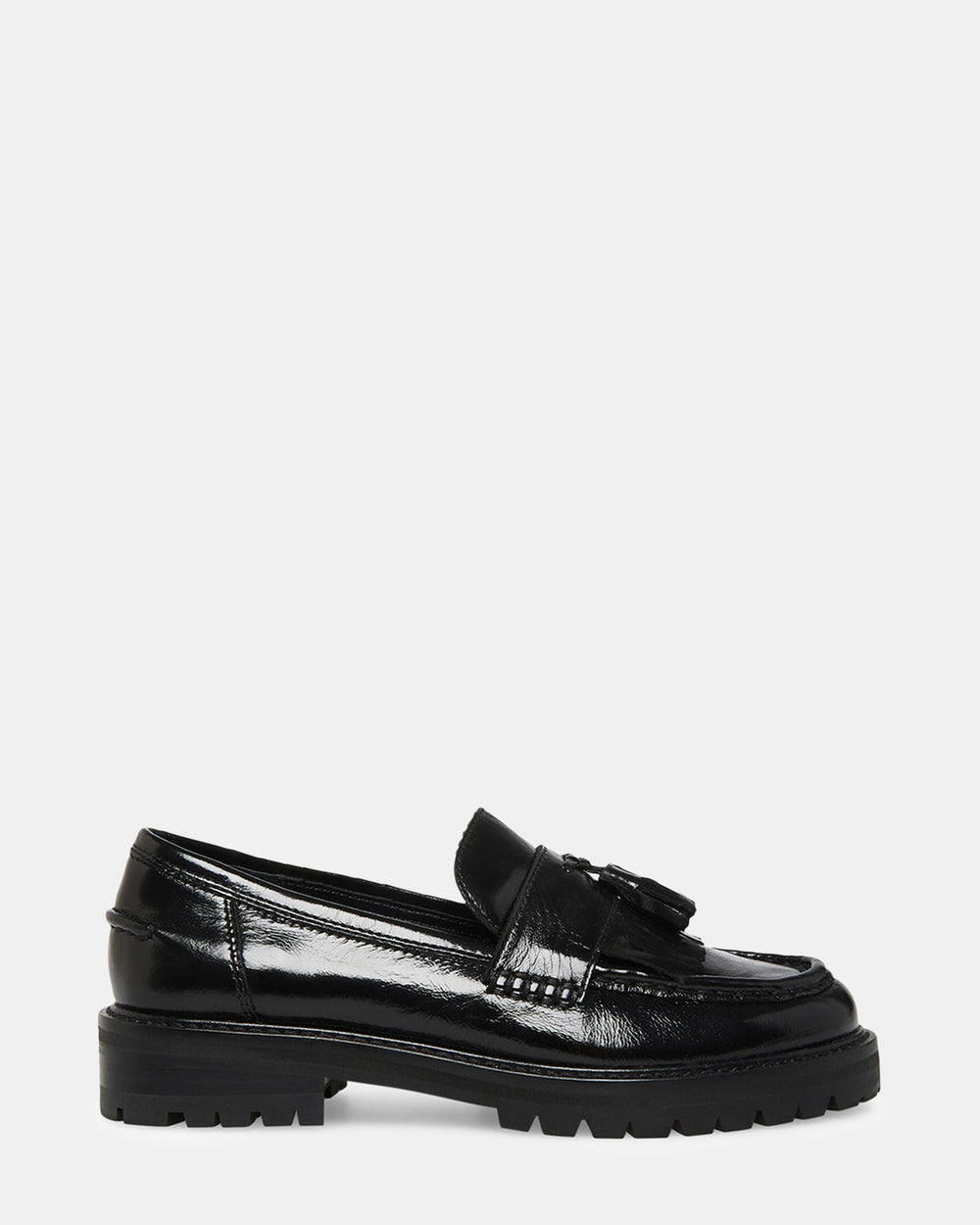 MINKA Black Leather Women's Platform Lug Sole Loafer