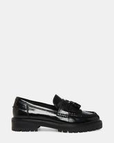 MINKA Black Leather Women's Platform Lug Sole Loafer