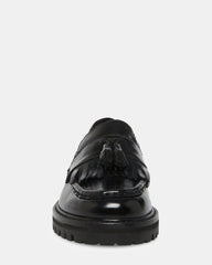 MINKA Black Leather Women's Platform Lug Sole Loafer