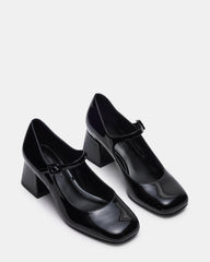 DARCEY Black Patent Square-Toe Mary Jane Block Heel Women's Loafer