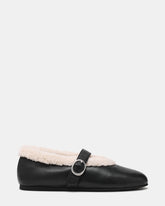 LODGE Black Leather Mary Jane Round-Toe Women's Flat