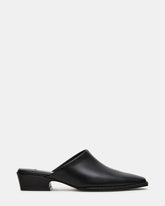 DESSA Black Leather Square-Toe Mule Women's Flat