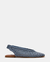 RUMI Blue Leather Woven Slingback Round-Toe Women's Flat