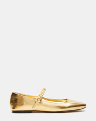 MAPLE Gold Leather Women's Mary Jane Ballet Flat