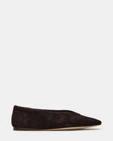 LENI Brown Suede Square-Toe Ballet Women's Flat