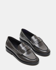 MADISON Grey Leather Women's Penny Loafer