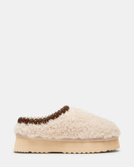 SELENA Faux Shearling Women's Natural Slip-On Mule Flat
