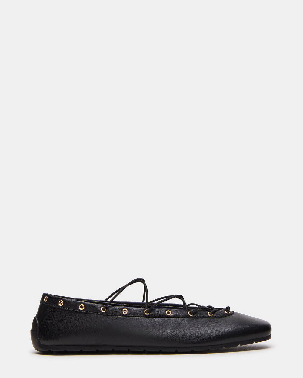 POINTE Black Leather Women's Ballet Square-Toe Flat