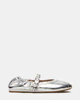 ANAYA Silver Leather Studs Mary Jane Ballet Women's Flat