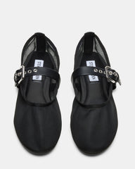 MITSY Black/Black Mary Jane Mesh Ballet Women's Flat