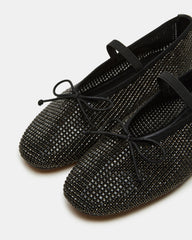 DELARA Rhinestones Black Multi Mary Jane Ballet Women's Flat