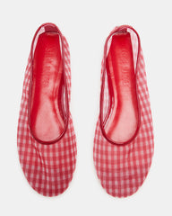 MEADOW Red Gingham Mesh Women's Ballet Flats