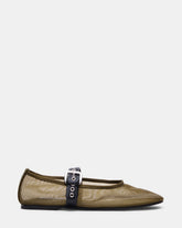 MITSY Olive/Black Mary Jane Mesh Ballet Women's Flat