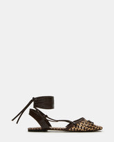 GOSSAMER Brown Leather Women's Woven Lace-Up Ballet Flat