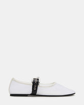MITSY White/Black Mary Jane Mesh Ballet Women's Flat