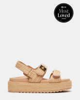 BIGMONA Natural Raffia Leather Women's Platform Sandal