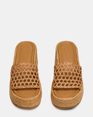 BRANDY Raffia Woven Mule Platform Slide Women's Sandal