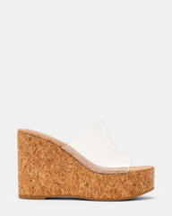 CASSI Cork Clear Platform Raffia Wedge Women's Sandal