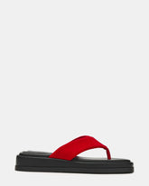 BELLA Red Suede Thong Square-Toe Platform Women's Sandal