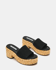 DOCK Raffia Black Platform Mule Women's Sandal