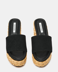 DOCK Raffia Black Platform Mule Women's Sandal