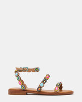 TAWNIE Bright Multi Stone Strappy Ankle Strap Women's Sandal