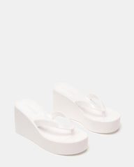 JELLA White Thong Wedge Women's Platform Sandal