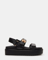 BIGMONA Black Leather Women's Platform Sandal