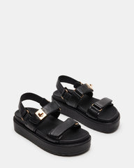 BIGMONA Black Leather Women's Platform Sandal
