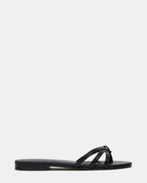 CALISSI Black Leather Strappy Slide Women's Sandal