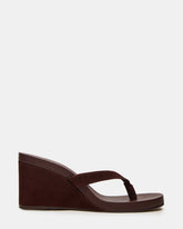 PLAYING Brown Suede Thong Wedge Women's Sandal