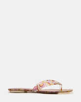 TRELLA Jelly Pink Print Square-Toe Thong Women's Sandal