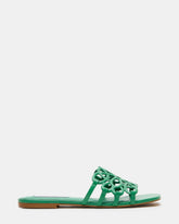 LOTUS Green Leather Square-Toe Slide Women's Sandal