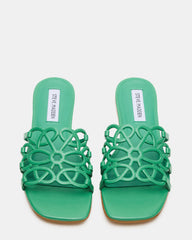 LOTUS Green Leather Square-Toe Slide Women's Sandal