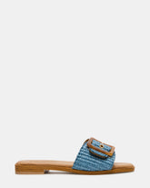 HAPP Blue Square-Toe Raffia Slide Women's Sandal