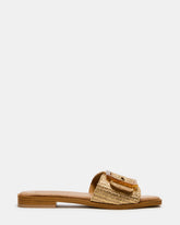 HAPP Gold Square-Toe Raffia Slide Women's Sandal
