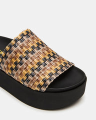 ARWEN Multi Raffia Platform Footbed Slide Chunky Women's Sandal