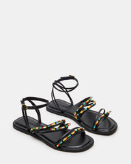 VIMA Black Multi Strappy Multi-Colored Women's Sandal