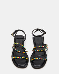 VIMA Black Multi Strappy Multi-Colored Women's Sandal