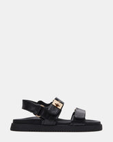 MONA Black Leather Flatform Women's Sandal