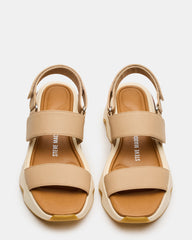 LOCHAN Natural Platform Flatform Strappy Women's Sandal