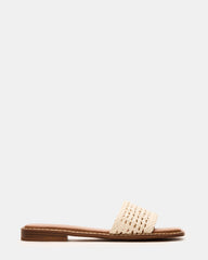 SNIDER White Square-Toe Slide Woven Women's Sandal