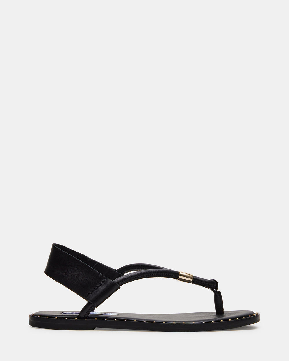 MEDUZA Black Leather Women's Studded Thong Sandal