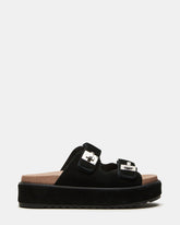 BIGSCHMONA Black/Black Suede Women's Platform Slide Sandal