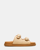 ATHENS Natural Raffia Slide Footbed Flatform Women's Sandal