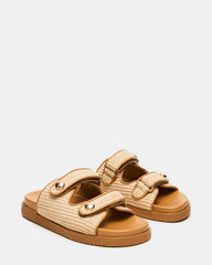 ATHENS Natural Raffia Slide Footbed Flatform Women's Sandal