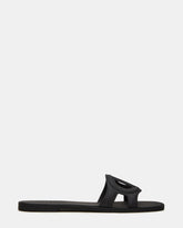 JELLIE Black Women's Square Toe Slide Sandal