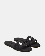 JELLIE Black Women's Square Toe Slide Sandal