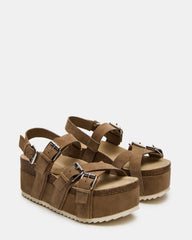 KIWI Taupe Suede Women's Strappy Platform Sandal