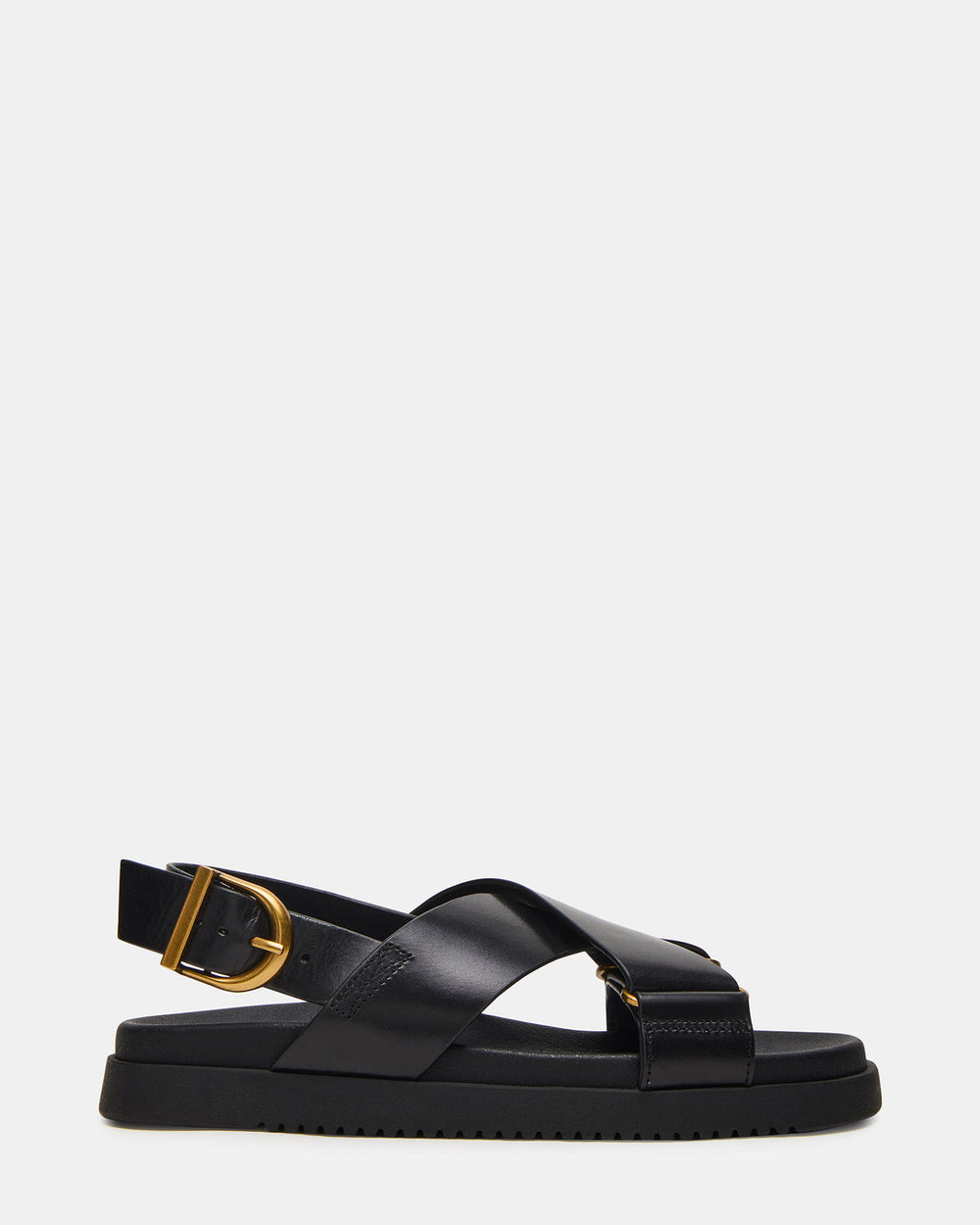 DONELLI Black Leather Strappy Footbed Women's Sandal
